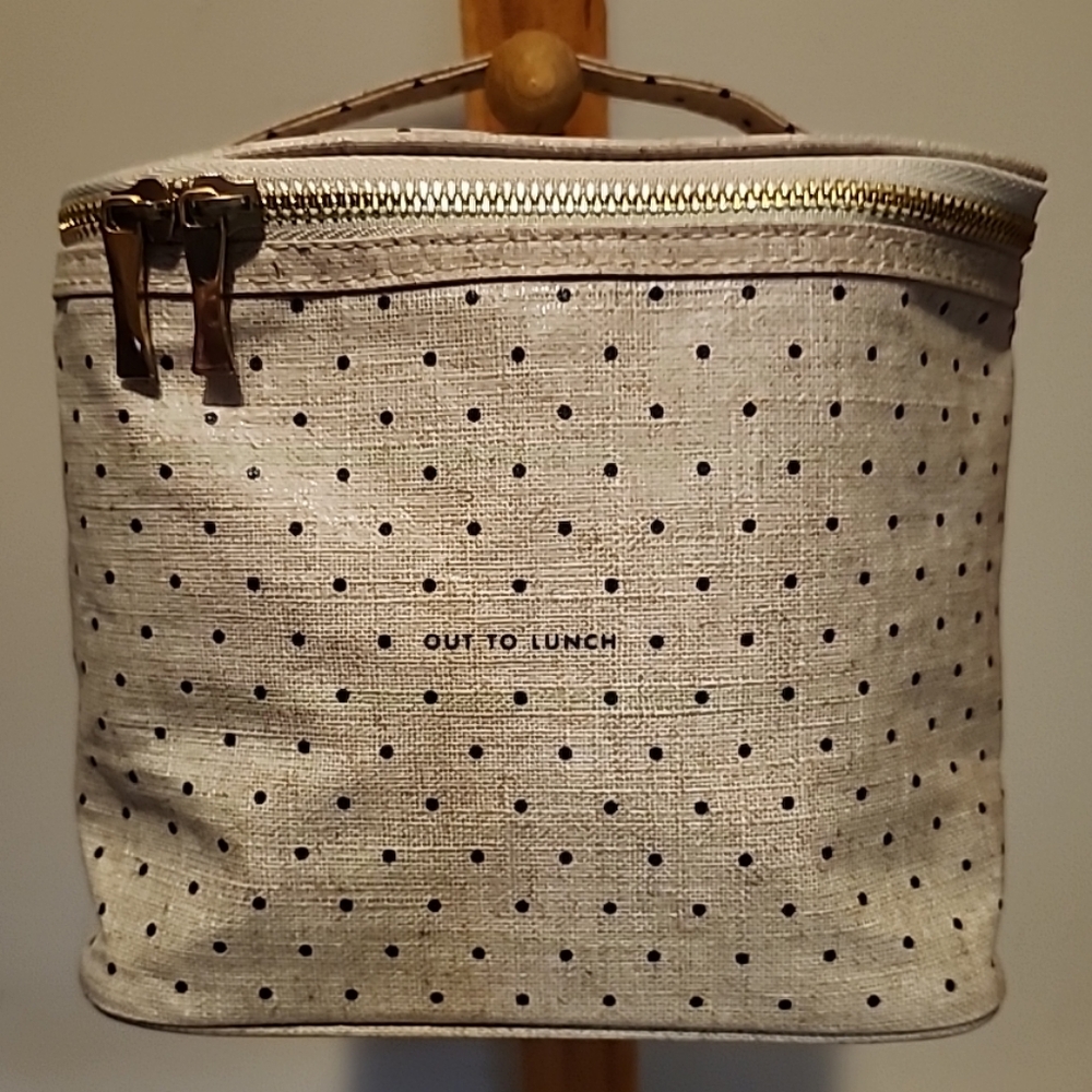 Kate Spade Polka Dot Insulted Lunch Bag Tote "Out To Lunch" Makeup Bag - Picture 13 of 13